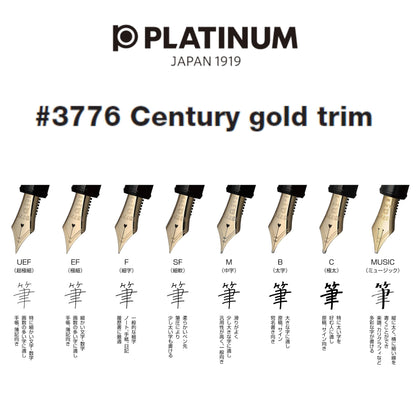 Luxury Fountain Pen for Smooth Writing – Platinum #3776 Century Black in Black Extra Fine Nib Gold Trim (Japan Import, Slip & Seal Technology)