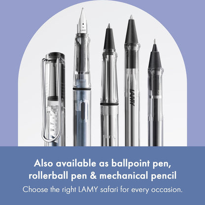 LAMY safari vista - Fountain Pen with ergonomic grip & polished steel nib in size EF - ideal for any Writing & Calligraphy - including LAMY T 10 blue cartridge - Right-Handed close up nib