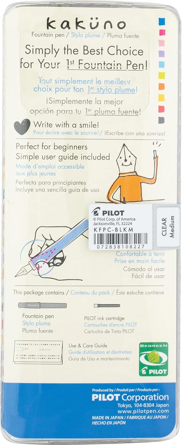 PILOT Kakuno Fountain Pen, Clear Barrel, Medium Nib (10822), alternate view