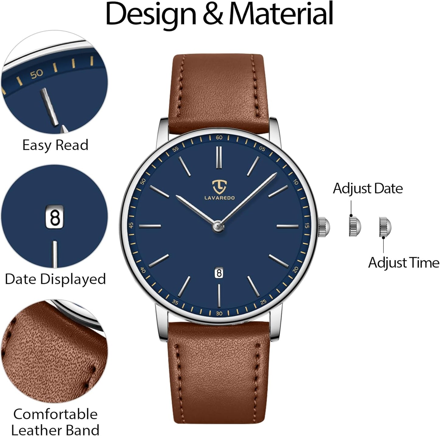 BEN NEVIS Watch, Mens Watch, Minimalist Fashion Simple Wrist Watch Analog Date with Leather Strap