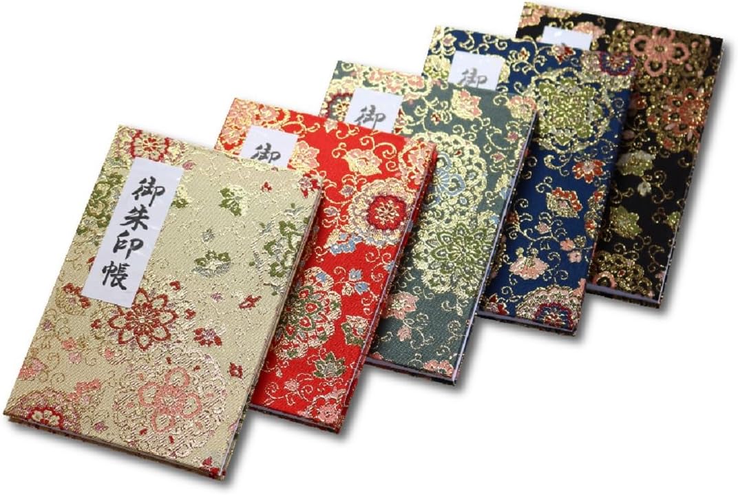 [HOTOKUDO] 'Goshuin-cho' Japanese pilgrimage stamp(note) book with protective cover. (Bellows type, Navy. 40 pages, Brocade. H: 6.42" W: 4.41"