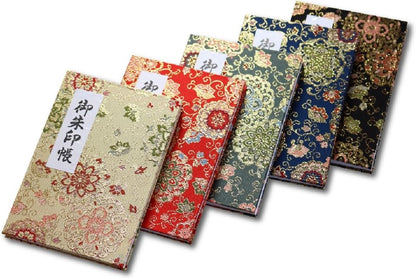[HOTOKUDO] 'Goshuin-cho' Japanese pilgrimage stamp(note) book with protective cover. (Bellows type, Navy. 40 pages, Brocade. H: 6.42" W: 4.41"