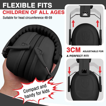 WORKPRO Noise Cancelling Headphones for Kids, NRR 25dB Kids Ear Protection for Autism, Noise Reduction Safety Ear Muffs for Concentration Shooting Range DIY, Black