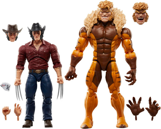 Marvel Legends Series Logan vs Sabretooth, Wolverine 50th Anniversary Comics Collectible 6-Inch Scale Action Figure 2-Pack