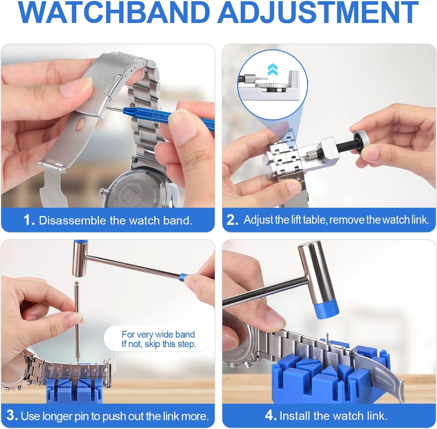 JOREST Watch Link Removal Tool Kit, Watch Band Tool for Watch Repair, Bracelet Adjustment, Replacement and Resizing, Watch Strap Link Remover, with 10 Spring Bars, 10 Pins, User Manual