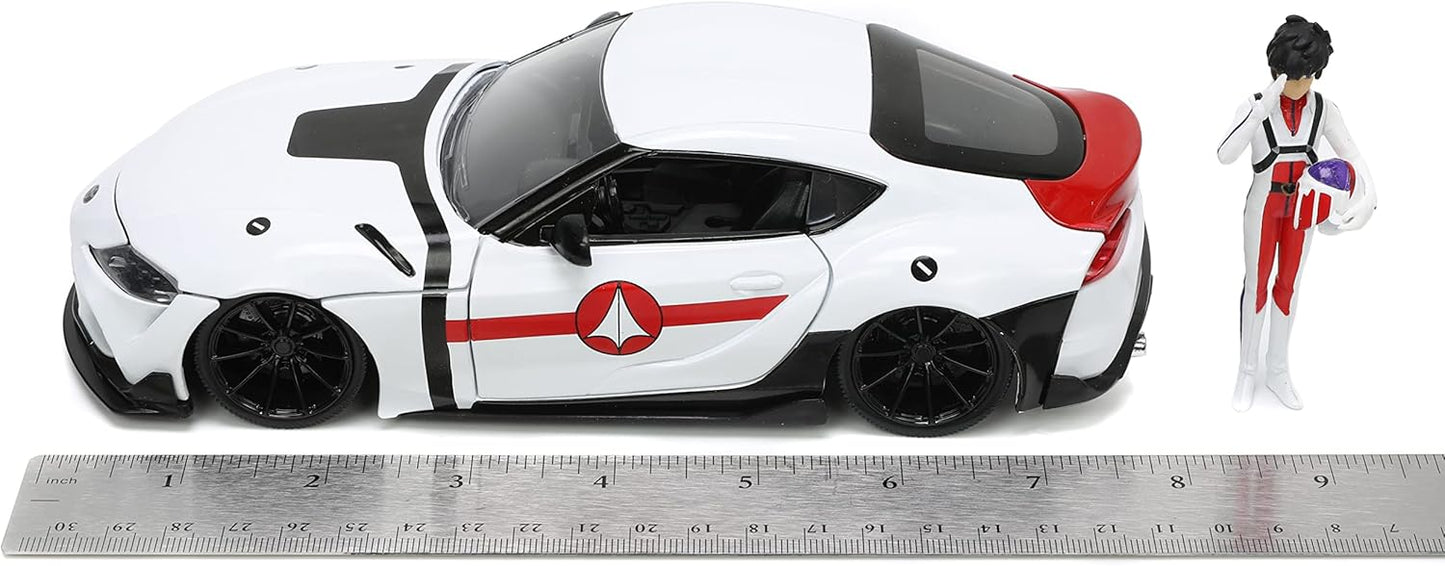 Robotech 1:24 2020 Toyota Supra Die-cast Car & 2.75" Rick Hunter Figure, Toys for Kids and Adults