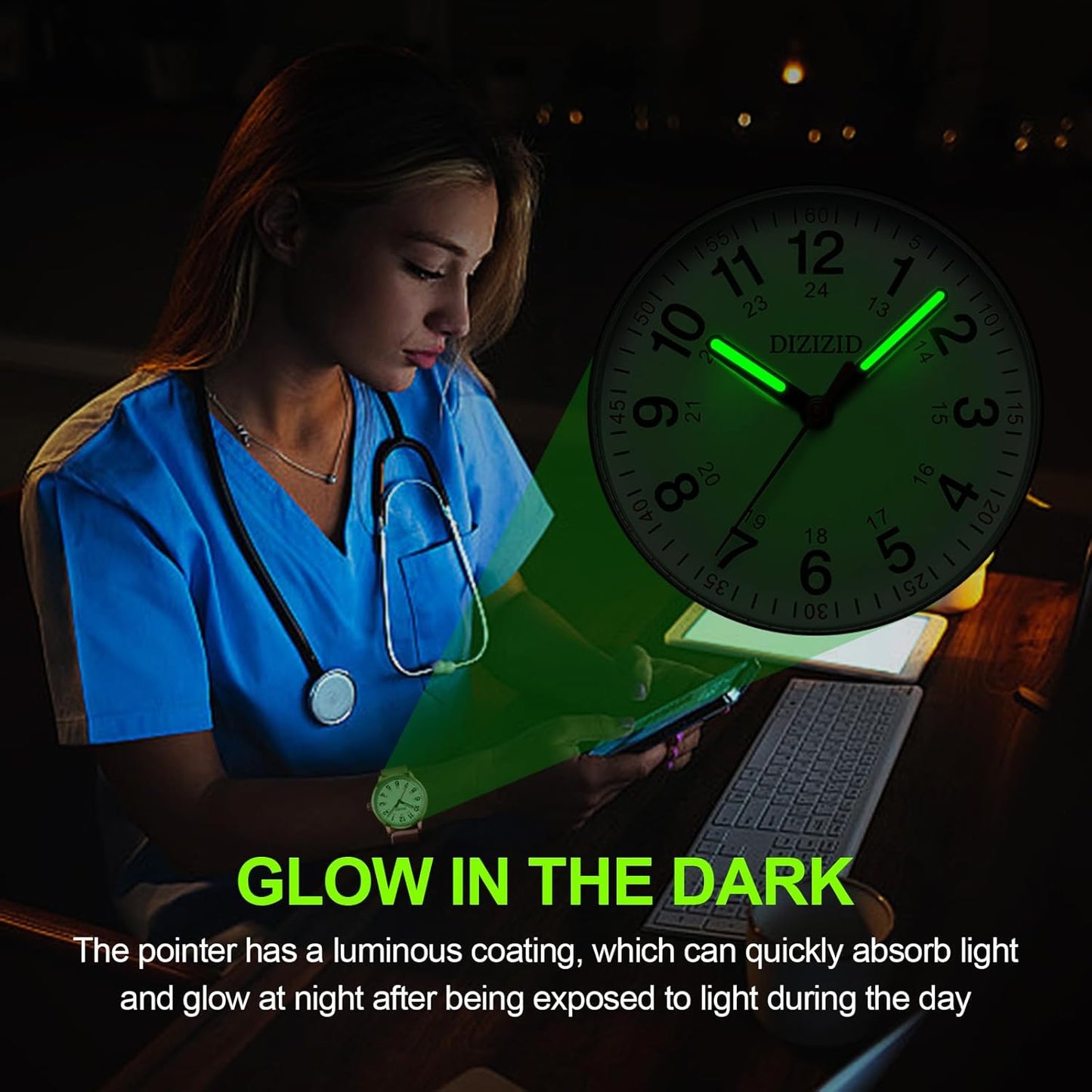 DIZIZID Nurse Watch for Medical Professionals and Students, Military Time Waterproof Luminous Easy Read Dial, 24 Hour with Second Hand, Colorful Silicone Band, Wrist Watches for Women, Men, Doctors