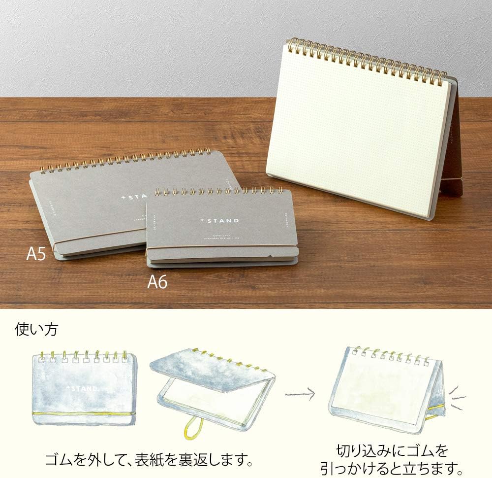 DESIGNPHIL Midori 13808006 Notebook, A5 Plus Stand, Cross Ruled