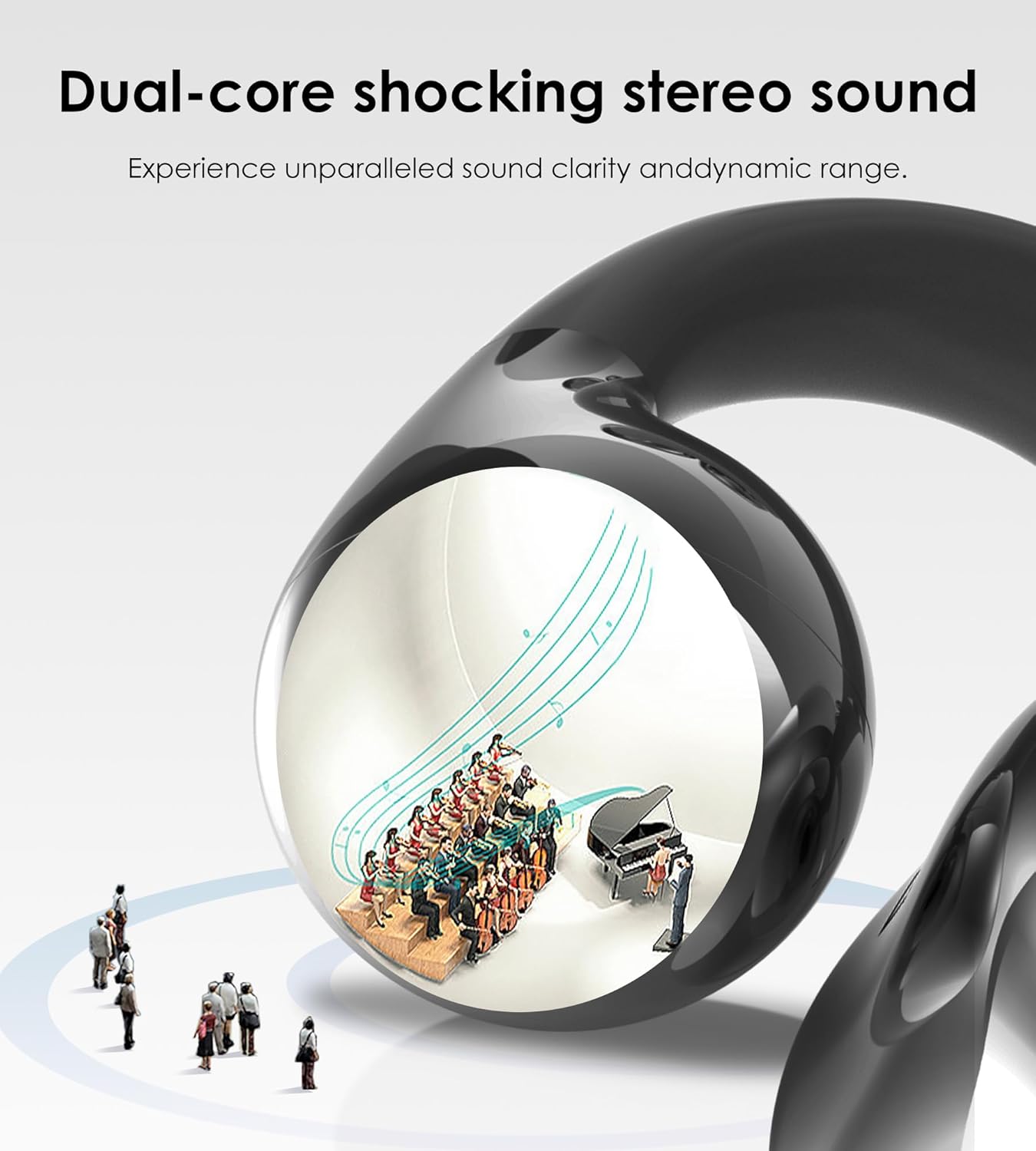 King Lucky Clip on Earbuds Open Ear Wireless Bluetooth 5.4 Headphones with Mic,50H Play,Noise Cancelling,Waterproof,Sports Ear Buds,Comfortable for Small Ears & Glasses Wearers,Workouts (Black)