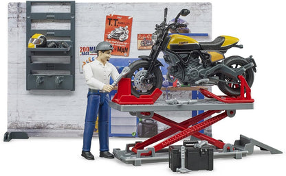 Bruder 62102 bworld Set - Motorcycle Service w Scrambler Ducati Full Throttle