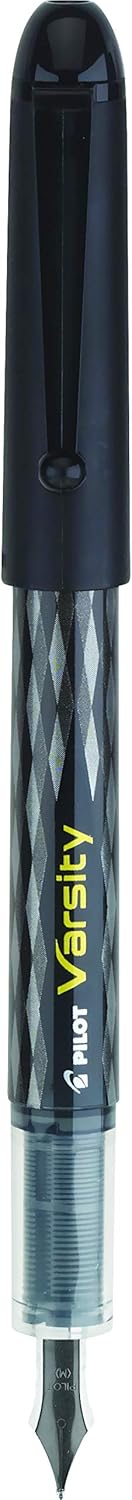 PILOT Varsity Pre-Filled Fountain Pens, Medium Point Stainless Steel Nib, Black Ink, 12-Pack front view