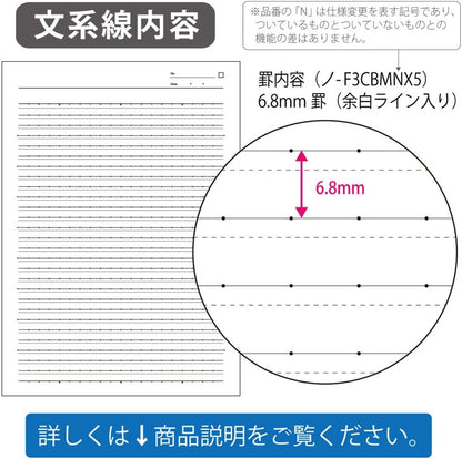 Kokuyo Campus Notebooks Semi B5-dotted, 6mm Ruled and 0.8mm Sub-ruled Memo-adding Style, 30 Lines X 30 Sheets, Pack of 5 Cover Colors