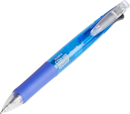 ZEBRA Clip-On Multifunctional Pen, Clear Blue Barrel (B4SA1-BL)