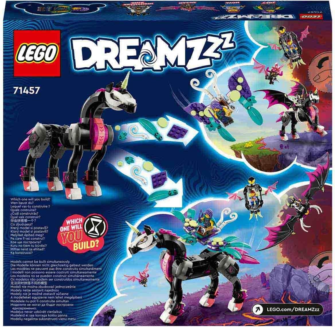 LEGO 71457 DREAMZzz Pegasus, The Flying Horse, Build A Fantastic Creature 2 Ways with Zoey, Nova and The Nightmare King Minifigures TV Series, Animal Toys for Kids