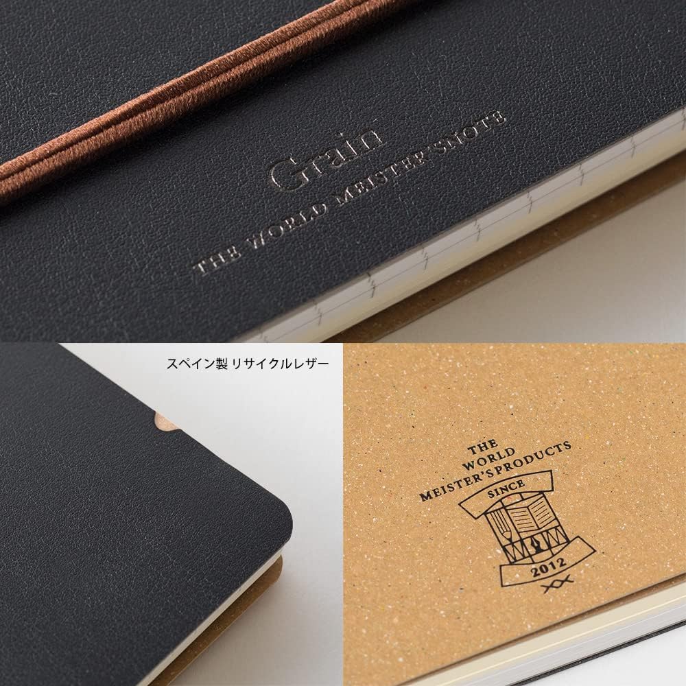 DESIGNPHIL 15222006 Midori Ring Notebook, Grain, B6 Transformation, Black