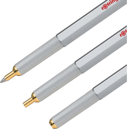Rotring 800 Retractable Ballpoint Pen, Medium Point, Silver