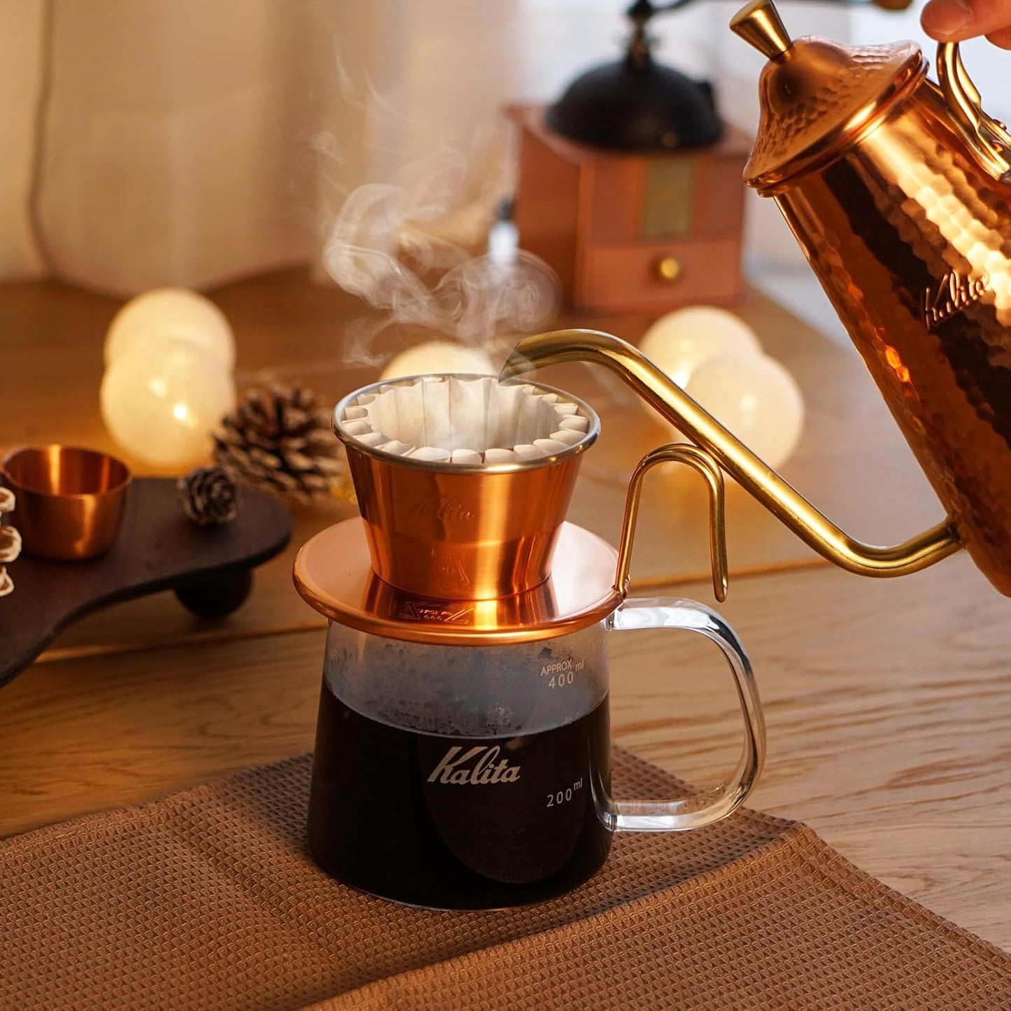 Carita WDC-155 #04105 Copper Coffee Dripper Wave Series, Handmade by Tsubame Artisans, Made in Japan, For 1 or 2 People, Drip Equipment, For 1 or 2 People, For One Person, For One or Two Cups,