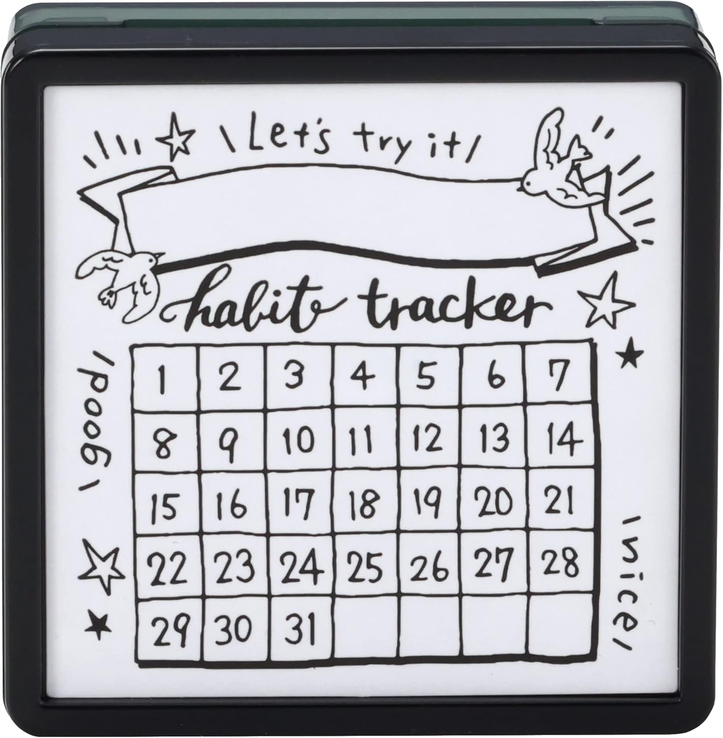 Habit tracker with numbers and text on a white background