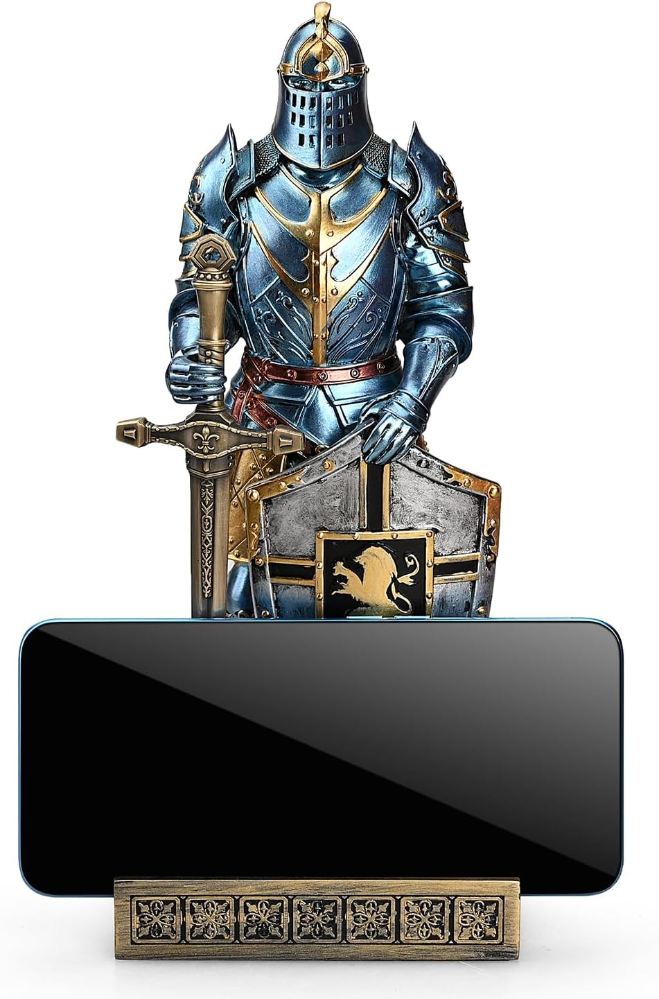 HDMbigmi King's Guard Ornament Knight Statue for Desk, Desktop Accessories Pen Holder Pen Stand Paperweight for Office and Home (Blue)
