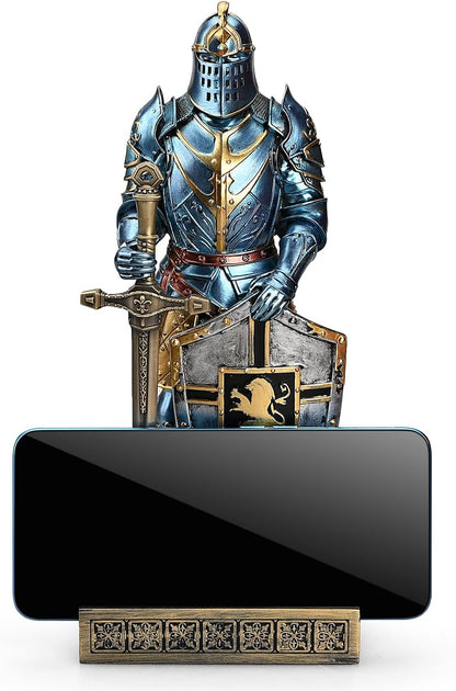 HDMbigmi King's Guard Ornament Knight Statue for Desk, Desktop Accessories Pen Holder Pen Stand Paperweight for Office and Home (Blue)