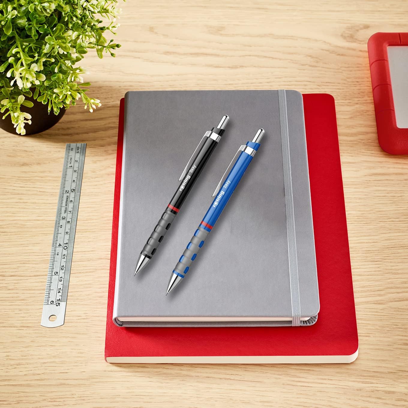rOtring Tikky Ballpoint Pen, Medium Point, White Barrel, Blue Ink (1904718)