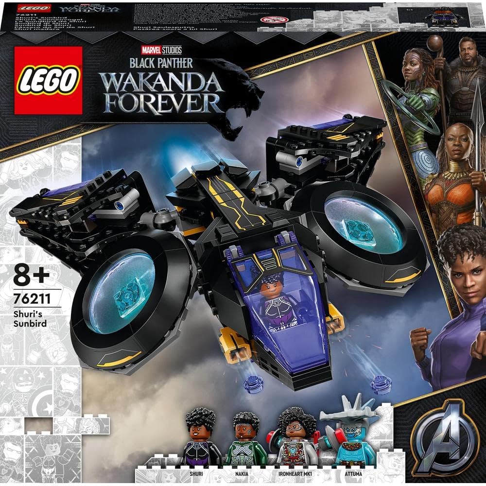 LEGO 76211 Marvel Shuris Sunbird, Black Panther Building Toy, Airship for Children, Wakanda Forever Set, Avengers Superhero Gift