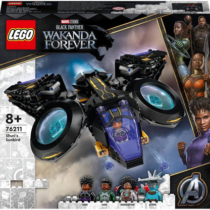 LEGO 76211 Marvel Shuris Sunbird, Black Panther Building Toy, Airship for Children, Wakanda Forever Set, Avengers Superhero Gift