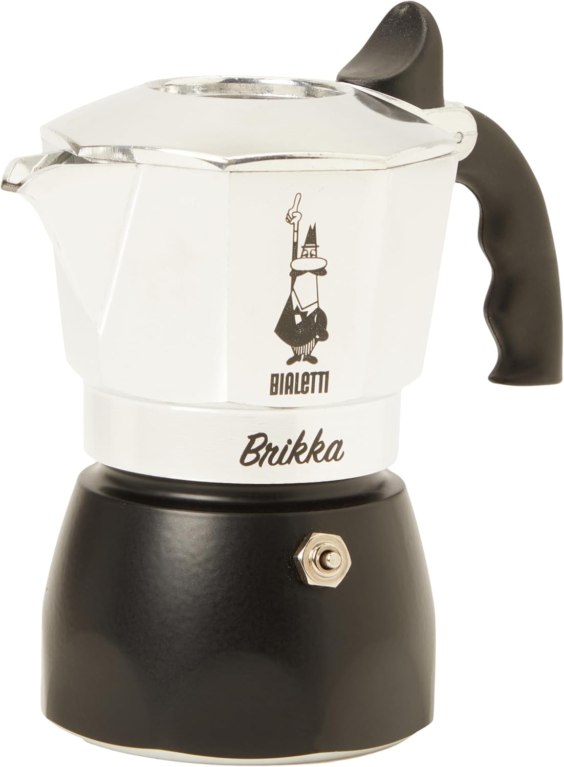 Bialetti - New Brikka, Moka Pot, the Only Stovetop Coffee Maker Capable of Producing a Crema-Rich Espresso, 2 Cups (3,4 Oz), Aluminum and Black