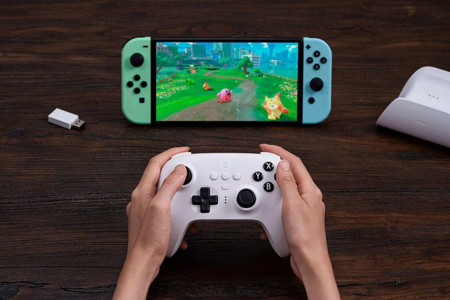 8Bitdo Ultimate Bluetooth Controller with Charging Dock, Wireless Pro Controller with Hall Effect Sensing Joystick, Compatible with Switch, Windows and Steam Deck (White)