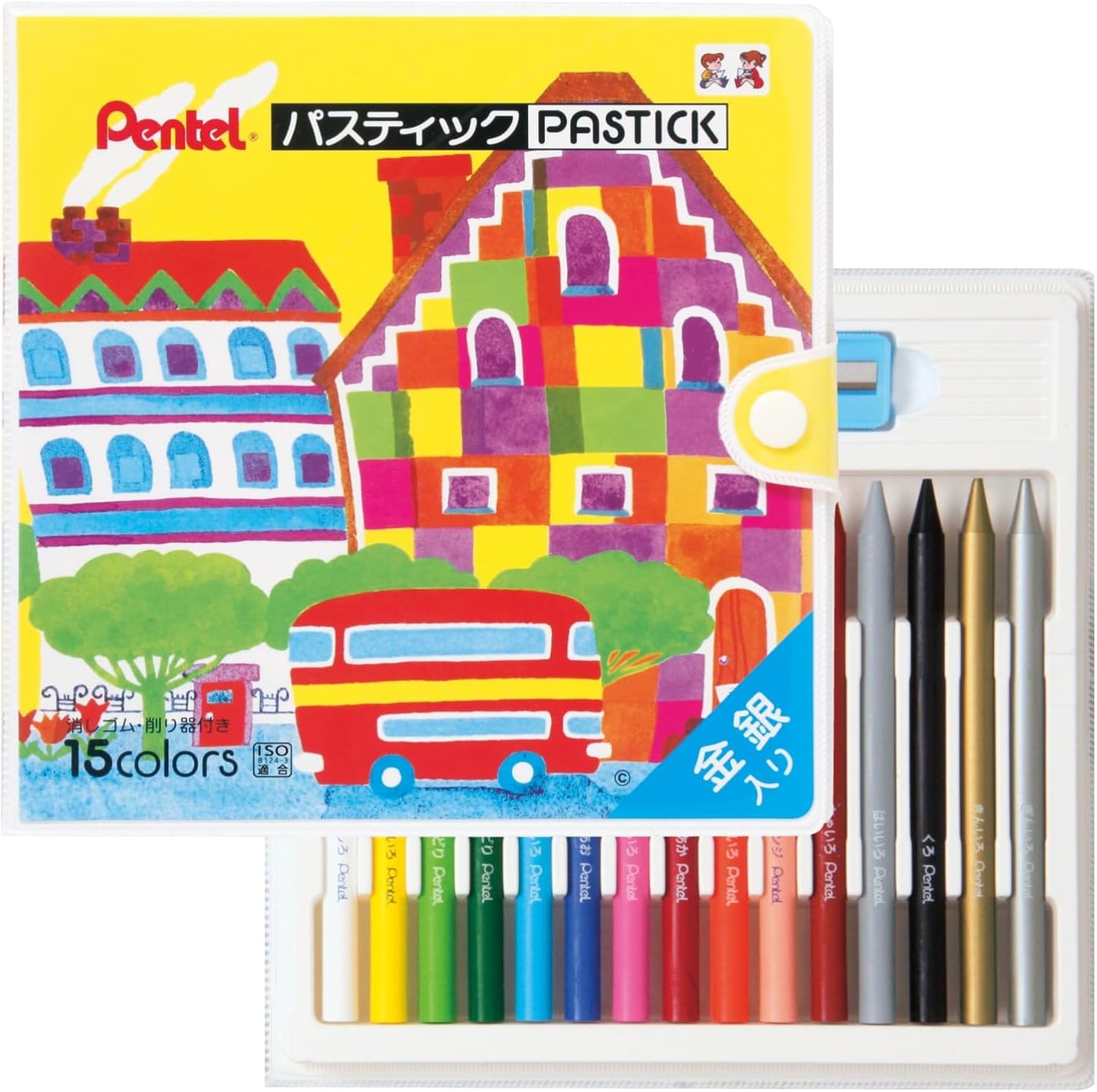 Pentel GC1-15 Crayons Colored Pencils, Pastic, 15 Colors