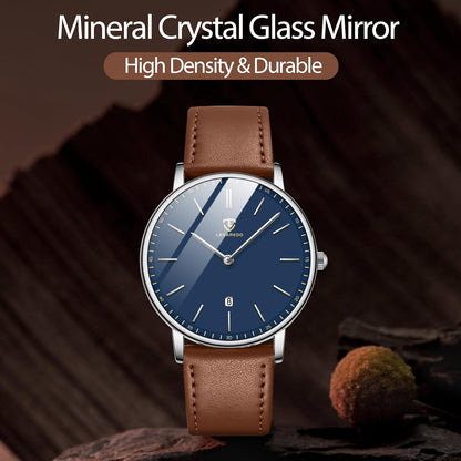BEN NEVIS Watch, Mens Watch, Minimalist Fashion Simple Wrist Watch Analog Date with Leather Strap