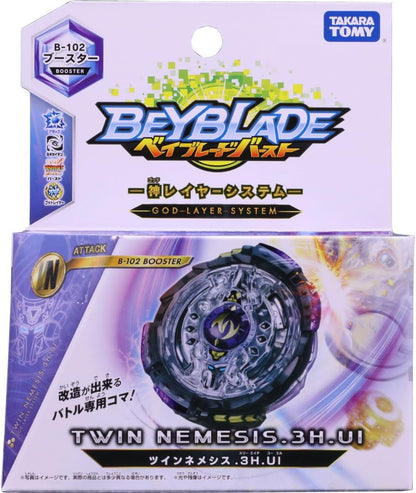 TAKARA TOMY Takaratomy Beyblade Burst B-102 Twin Nemesis.3H.Ui Attack Booster Top Pack Spinning