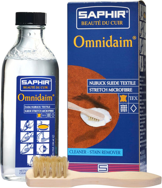 Saphir Suede Cleaner Omni Lotion, Stain Remover, Care Shampoo, 100ml