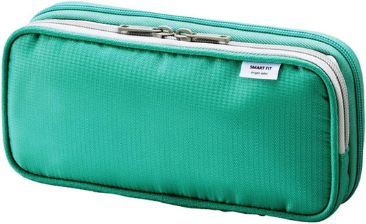LIHIT LAB Double Pen Case, Large, 4.1 x 8.7, Green (A7661-7)