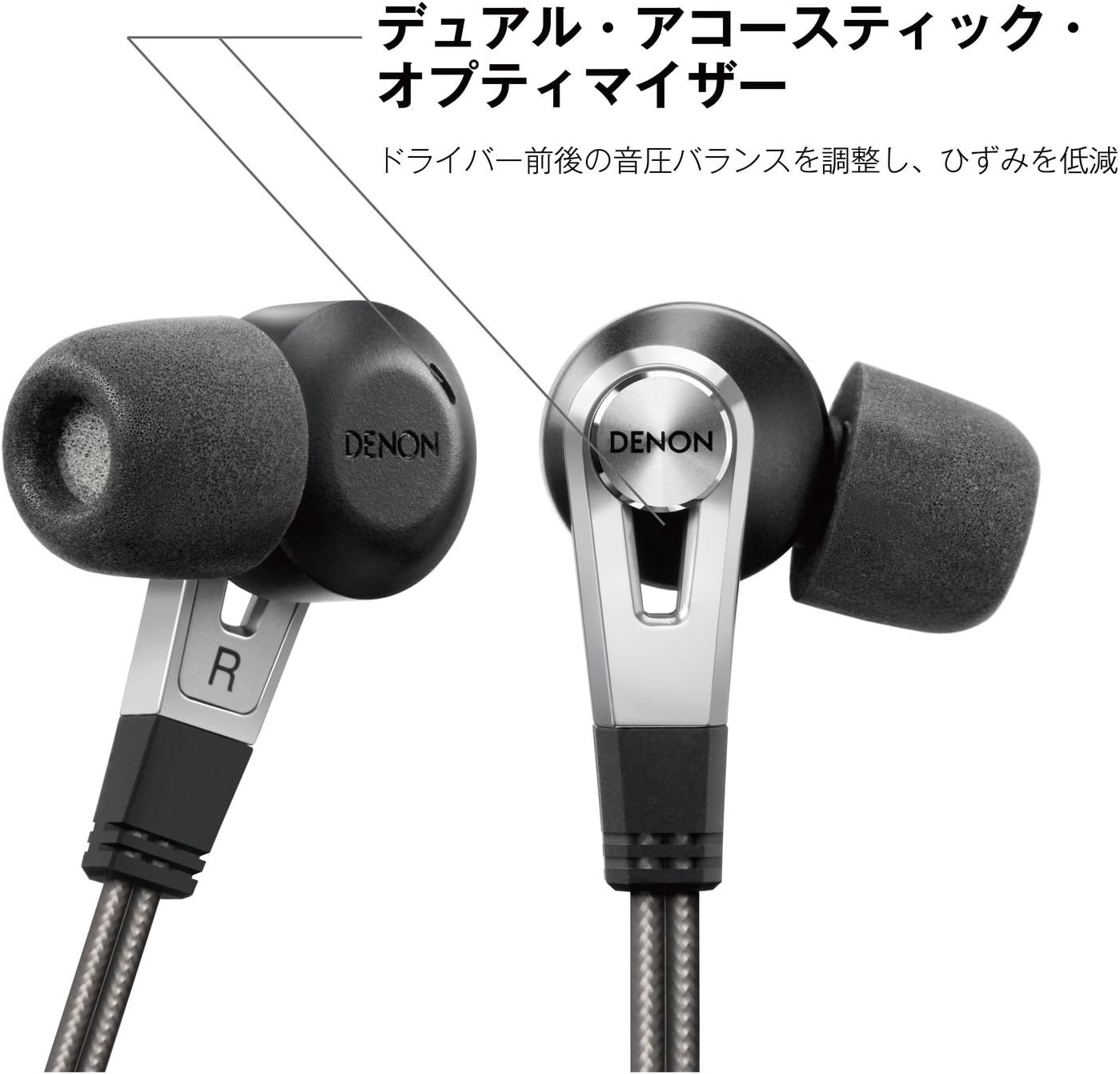 DENON Canal Type Earphone Hi-Res Support Dual air Compression Driver Mounted AH-C820BKEM (Black)