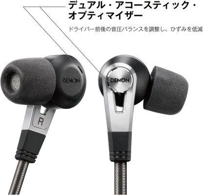 DENON Canal Type Earphone Hi-Res Support Dual air Compression Driver Mounted AH-C820BKEM (Black)