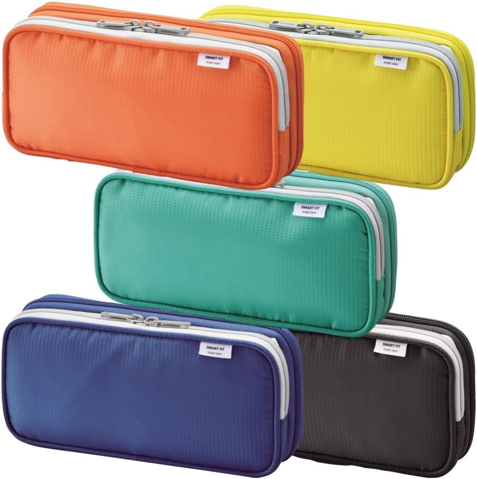 LIHIT LAB Double Pen Case, Large, 4.1 x 8.7", Blue (A7661-8)