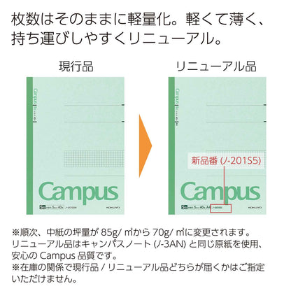Kokuyo Campus Notebook A4 5mm Grid 40 Sheets No. 201S5N