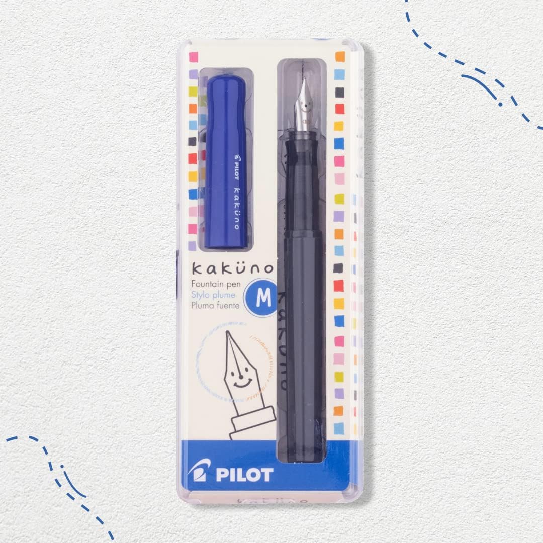 PILOT Kakuno Fountain Pen (Body - Blue, Ink - Blue) side view
