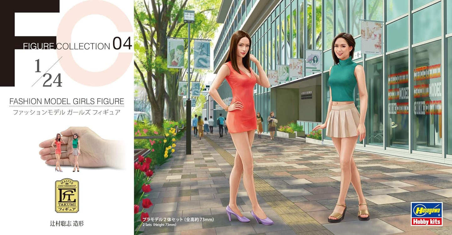 Hasegawa FC04 1/24 Figure Collection Series, Fashion Model, Girls Figure (Set of 2), Plastic Model