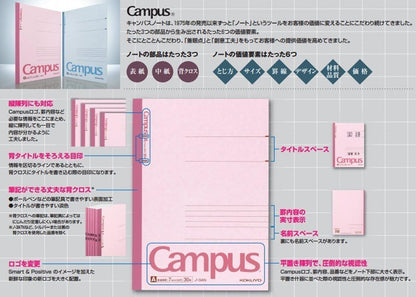 KOKUYO Campus Notebook, A 7mm Ruled, A4, 50 Sheets, 35 Lines, Pink, Japan Import (NO-205A)