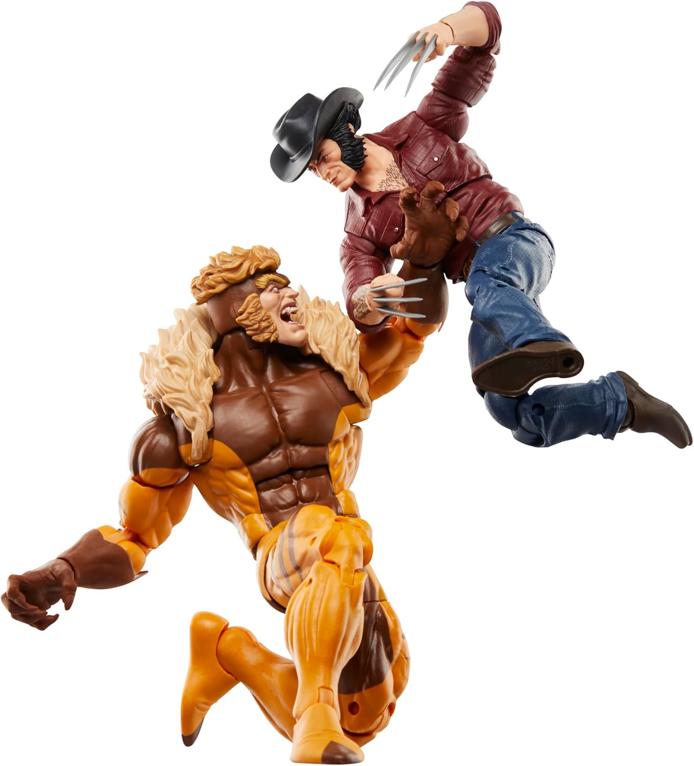 Marvel Legends Series Logan vs Sabretooth, Wolverine 50th Anniversary Comics Collectible 6-Inch Scale Action Figure 2-Pack