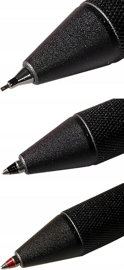 Rotring 600 3-in-1 Multicolor Pen and Mechanical Pencil, Switches Between 2 Ballpoint Pen Fine Point Tips (Black and Red Ink) and 1 Mechanical Pencil Tip (0.5mm Lead), Silver Barrel