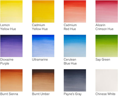 Winsor & Newton Cotman Watercolor Paint Set, Field Pocket Set, 12 Half Pan w/ Brush, Sponge, Bottle