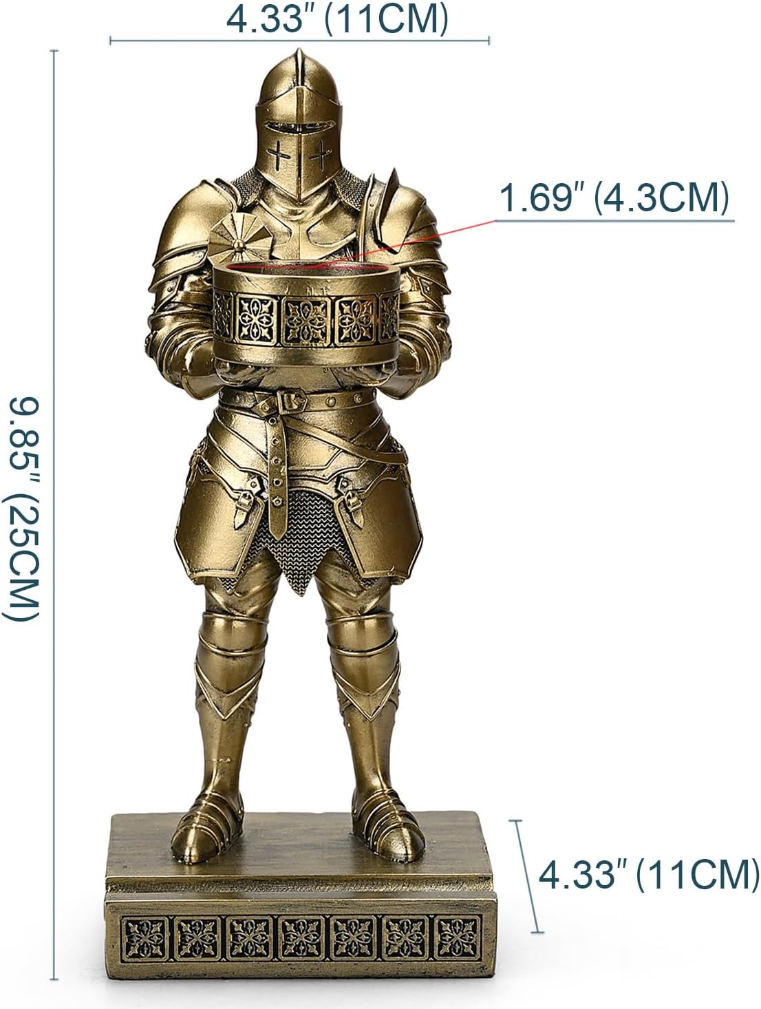 HDMbigmi King's Guard Standup Knight Candlestick Holders Resin TeaLight Holder Warrior Mobile Phone Stand Pen Holder Candle Holder for Restaurant, Altar, Home Table(Bronze)