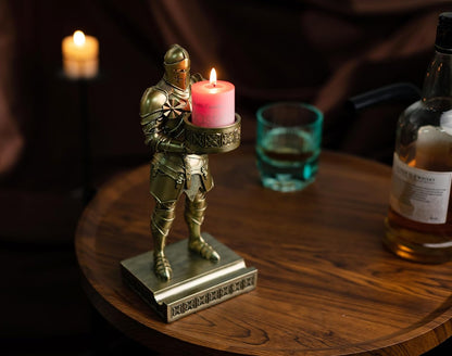 HDMbigmi King's Guard Standup Knight Candlestick Holders Resin TeaLight Holder Warrior Mobile Phone Stand Pen Holder Candle Holder for Restaurant, Altar, Home Table(Bronze)