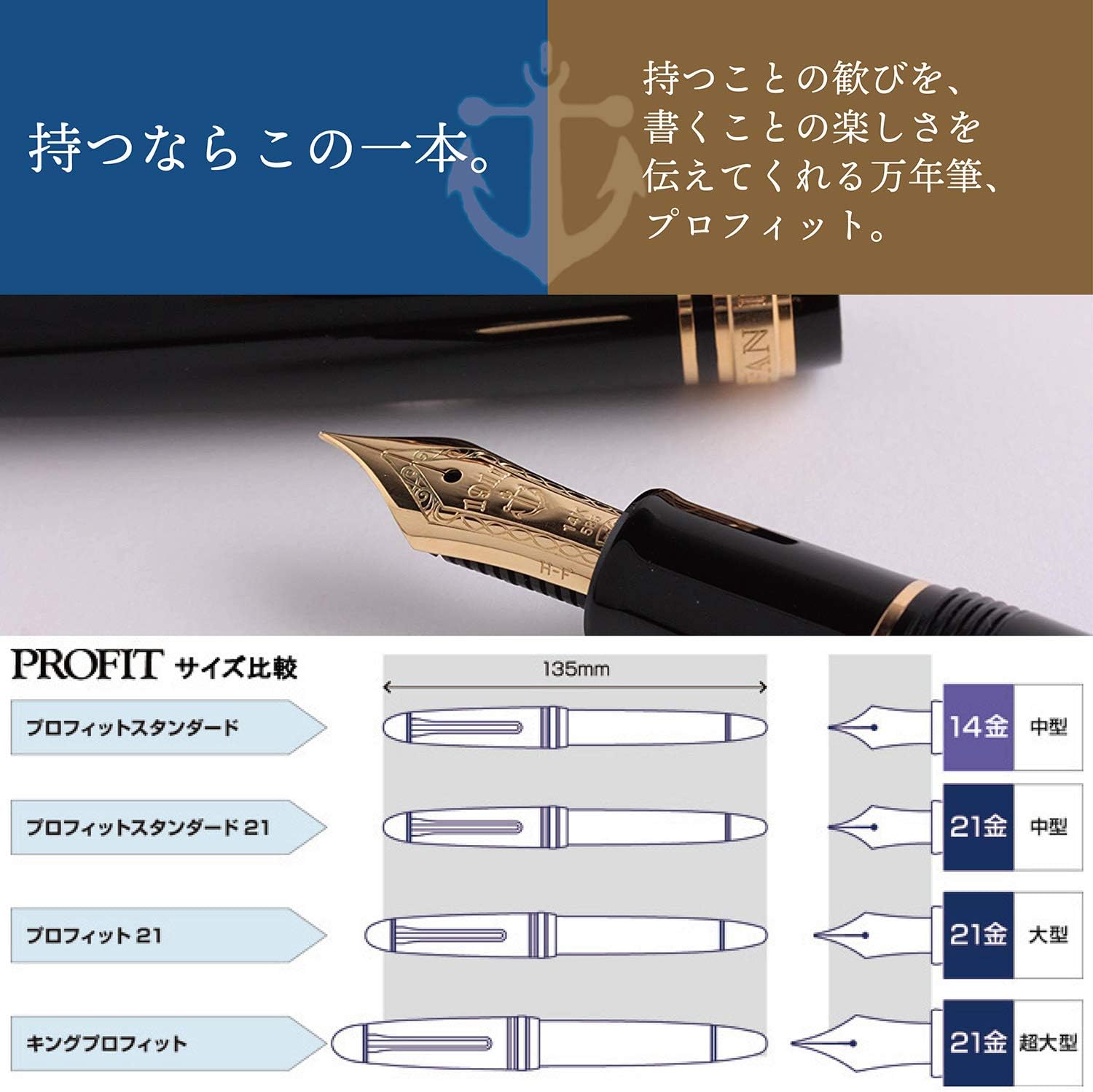 Sailor 11-1219-120 Pro Fit Standard Fountain Pen, Black, Extra Fine front view