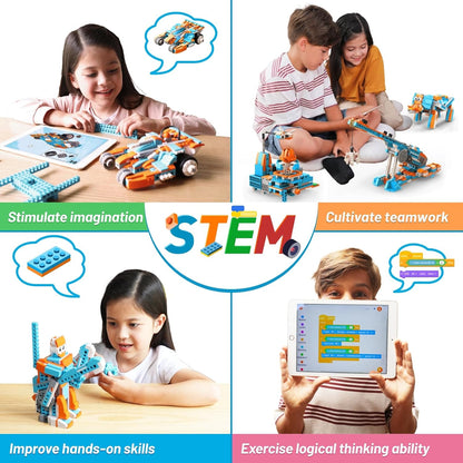 Apitor Robot S Robot Building Kit, 10 in 1 Programmable APP RC Robot/Car Robotics Coding Kit, STEM Projects Educational Birthday Gifts for Boys Girls Kids Aged 7-12 (389 Pcs)