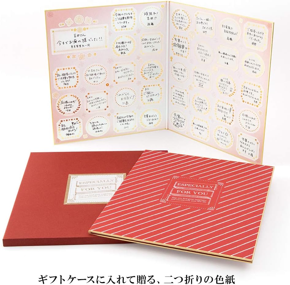 Midori 33242006 Shikishi Color Shikishi with Seal, Case Included, Red