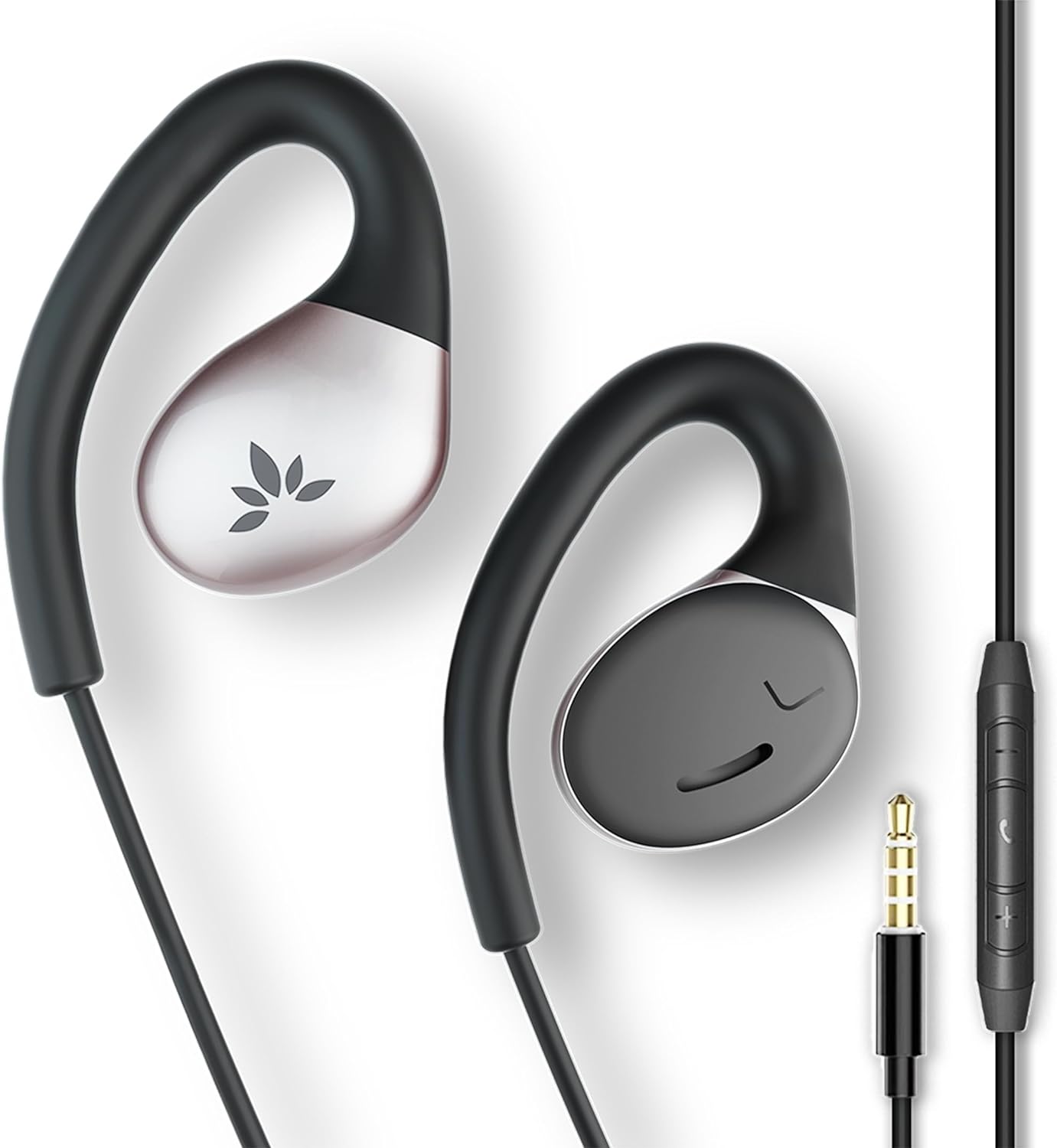 Avantree Resolve - AUX 3.5mm Wired Open-Ear Earbuds & in-Line Volume Control, Designed for Small - Medium Ears, Compatible with Traditional 3.5mm AUX Phones Tablets PC, Corded Headphones with Ear Hook